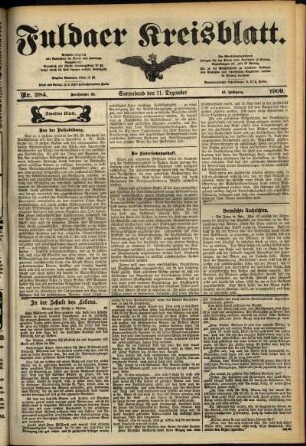Zweite Ausgabe vom Samstag, den 11. Dezember 1909.