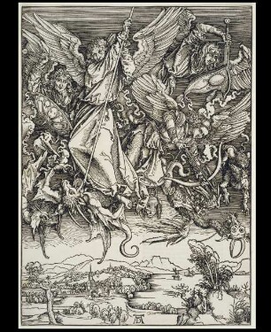 Michaels Kampf mit dem Drachen, aus der Folge der Apokalypse, Urausgabe Deutsch 1498