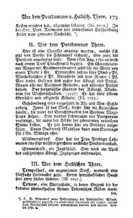 III. Vor dem Hallischen Thore