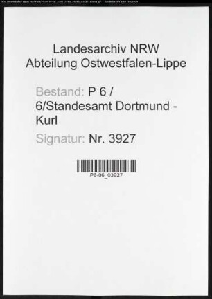 Sterberegister Standesamt Dortmund-Kurl (XV)