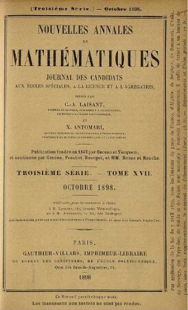 Troisième Série. Tome XVII. Octobre 1898.