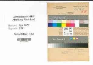 Entnazifizierung Paul Sennefelder , geb. 00.00.0000 (Polizist)