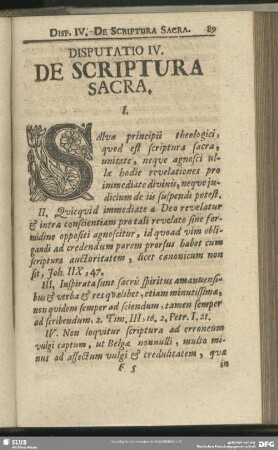 Disputatio IV. De Scriptura Sacra