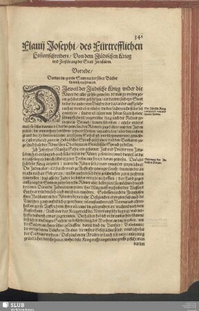 Flavij Josephi, des Fürtrefflichen Historischreibers, Von dem Jüdischen Krieg vnd Zerstörung der Statt Jerusalem