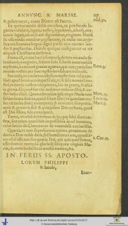 In Feriis Sanctorum Apostolorum Philippi et Iacobi