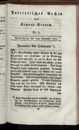 Nr. 7. Magdeburg, den 19ten November 1791