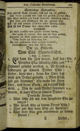 Die 38. Historie. Von Eliä Himmelfahrt. - Die 44. Historie. Von den drey Männern im Feuer-Ofen.