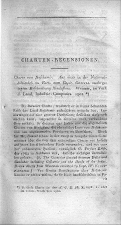 CHARTE von KASCHEMIR : Aus einer in der Nationalbibliothek zu Paris von Capt. GENTIL niedergelegten Beschreibung Hindostan's. - Weimar : Verlag des L.-Industrie-Comptoirs, 1802. - 1 Kt. : Kupferst. ; 22 x 17 cm. - W oben. - Ohne Kt.-Netz