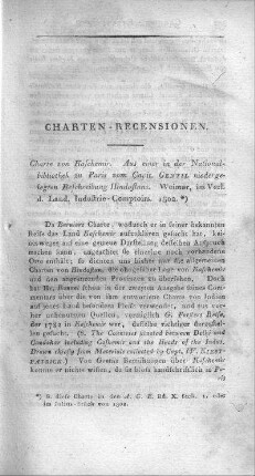 CHARTE von KASCHEMIR : Aus einer in der Nationalbibliothek zu Paris von Capt. GENTIL niedergelegten Beschreibung Hindostan's. - Weimar : Verlag des L.-Industrie-Comptoirs, 1802. - 1 Kt. : Kupferst. ; 22 x 17 cm. - W oben. - Ohne Kt.-Netz