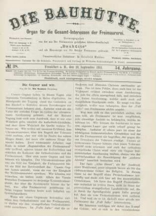 No. 38. Frankfurt a. M., den 23. September 1911. 54. Jahrgang.