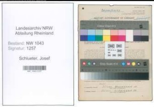 Entnazifizierung Josef Schlueter , geb. 03.01.1902 (Arbeiter)