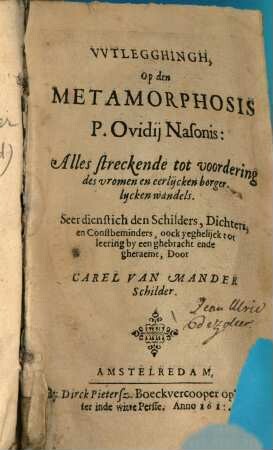 Wtleggingh op den metamorphosis Ovidij.