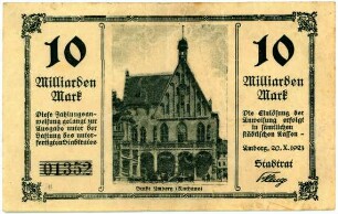 Geldschein / Notgeld, 10 Milliarden Mark, 20.10.1923