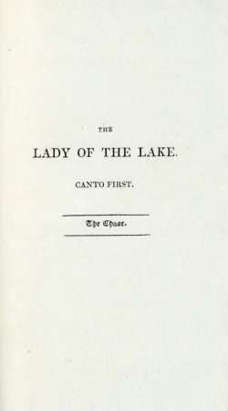 The lady of the lake. Canto First. The chase