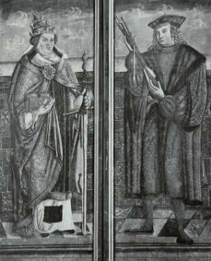 Altar : Gerhard Ebeling auf dem Altartisch vor dem geschlossenen Altar (um 1520) kniend