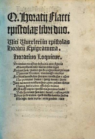 Q. Horatii Flacci Epistolae libri duo