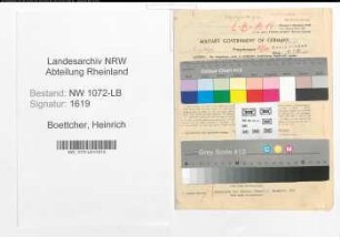 Entnazifizierung Heinrich Boettcher , geb. 30.10.1889 (Bahnbeamter)