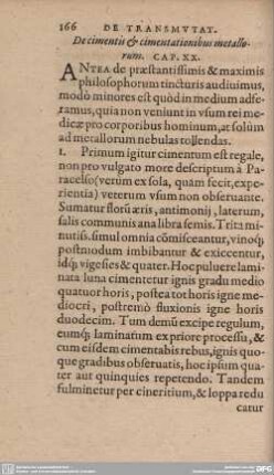 De cimentis et cimentationibus metallorum. Cap. XX.