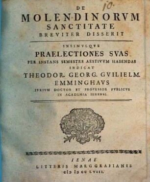De Molendinorvm Sanctitate