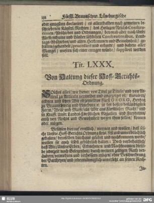 Tit. LXXX. Von Haltung dieser Hoff-Gerichts-Ordnung