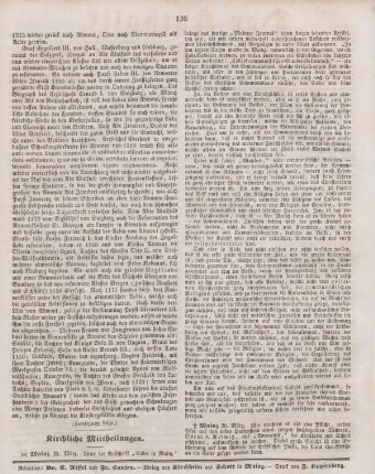 136 Kirchliche Mittheilungen
