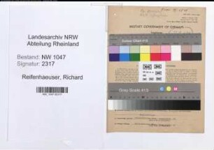 Entnazifizierung Richard Reifenhaeuser , geb. 30.08.1898 (Arbeiter)