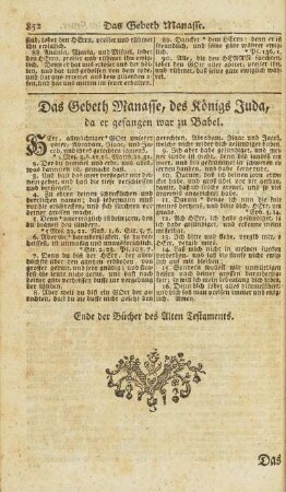 Das Gebät Manasse, des Königes Juda, da er gefangen war zu Babel.