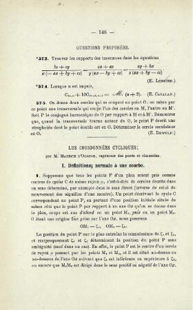 LES COORDONNÉES CYCLIQUES.