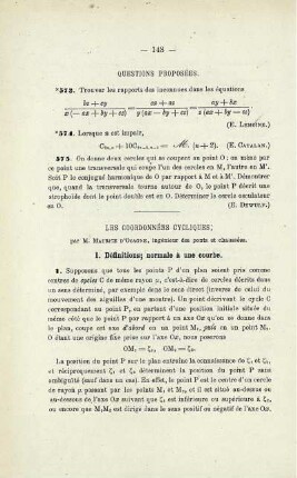 LES COORDONNÉES CYCLIQUES.