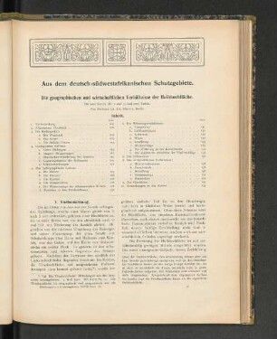 Die geographischen und wirtschaftlichen Verhältnisse der Huibhochfläche.