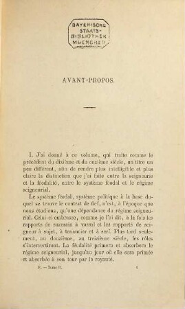 Les origines de l'ancienne France : Xe et XIe siècles. 2, Les origines communales, la féodalité et la chevalerie