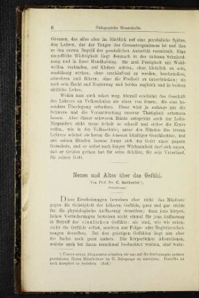 Neues und Altes über das Gefühl : (Fortsetzung)