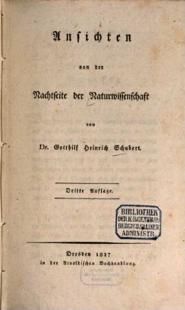 Ansichten von der Nachtseite der Naturwissenschaft