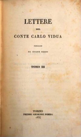 Lettere del Conte Carlo Vidua. 3