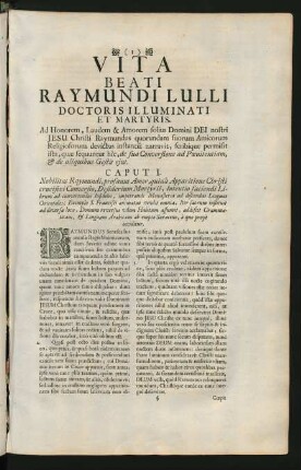 Vita Beati Raymundi Lulli Doctoris Illuminati Et Martyris