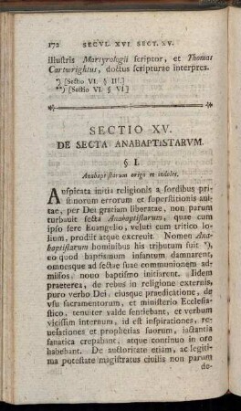Sectio XV. De Secta Anabaptistarum.
