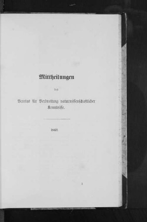 Mittheilungen des Vereins für Verbreitung naturwissenschaftlicher Kenntnisse 1863