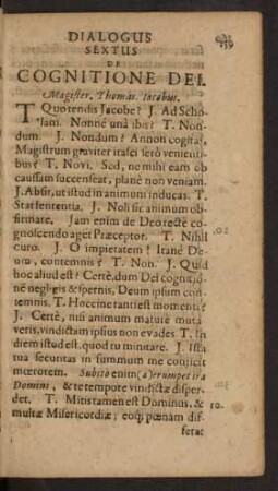 Dialogus Sextus De Cognitione Dei.