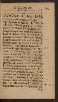 Dialogus Sextus De Cognitione Dei.