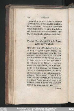 XI. Gottes Barmherzigkeit und Treue gegen die Israeliten.