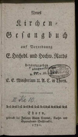 Neues Kirchen-Gesangbuch