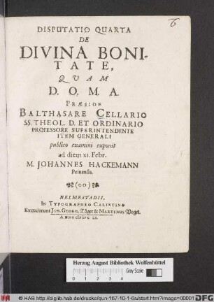 Disputatio Quarta De Divina Bonitate