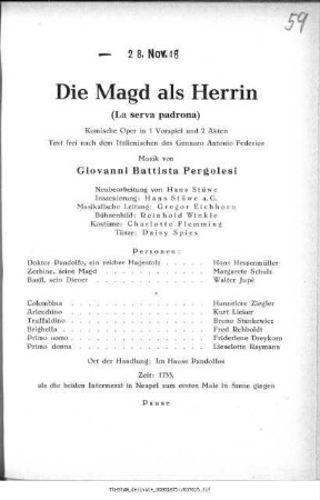 Die Magd als Herrin (La serva padrona)