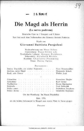Die Magd als Herrin (La serva padrona)
