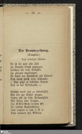 Die Prophezeihung : (Couplet)
