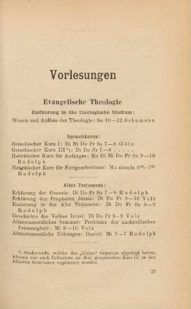 27-53, Vorlesungen
