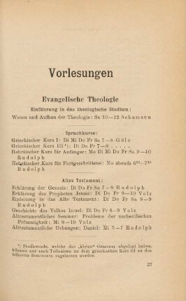 27-53, Vorlesungen