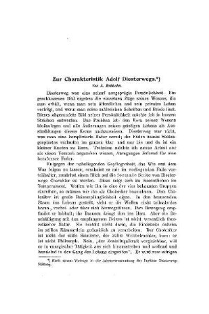Zur Charakteristik Adolf Diesterwegs