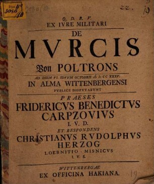 Ex Ivre Militari De Mvrcis Von Poltrons