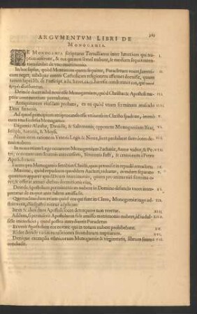 Argumentum Libri De Monogamia